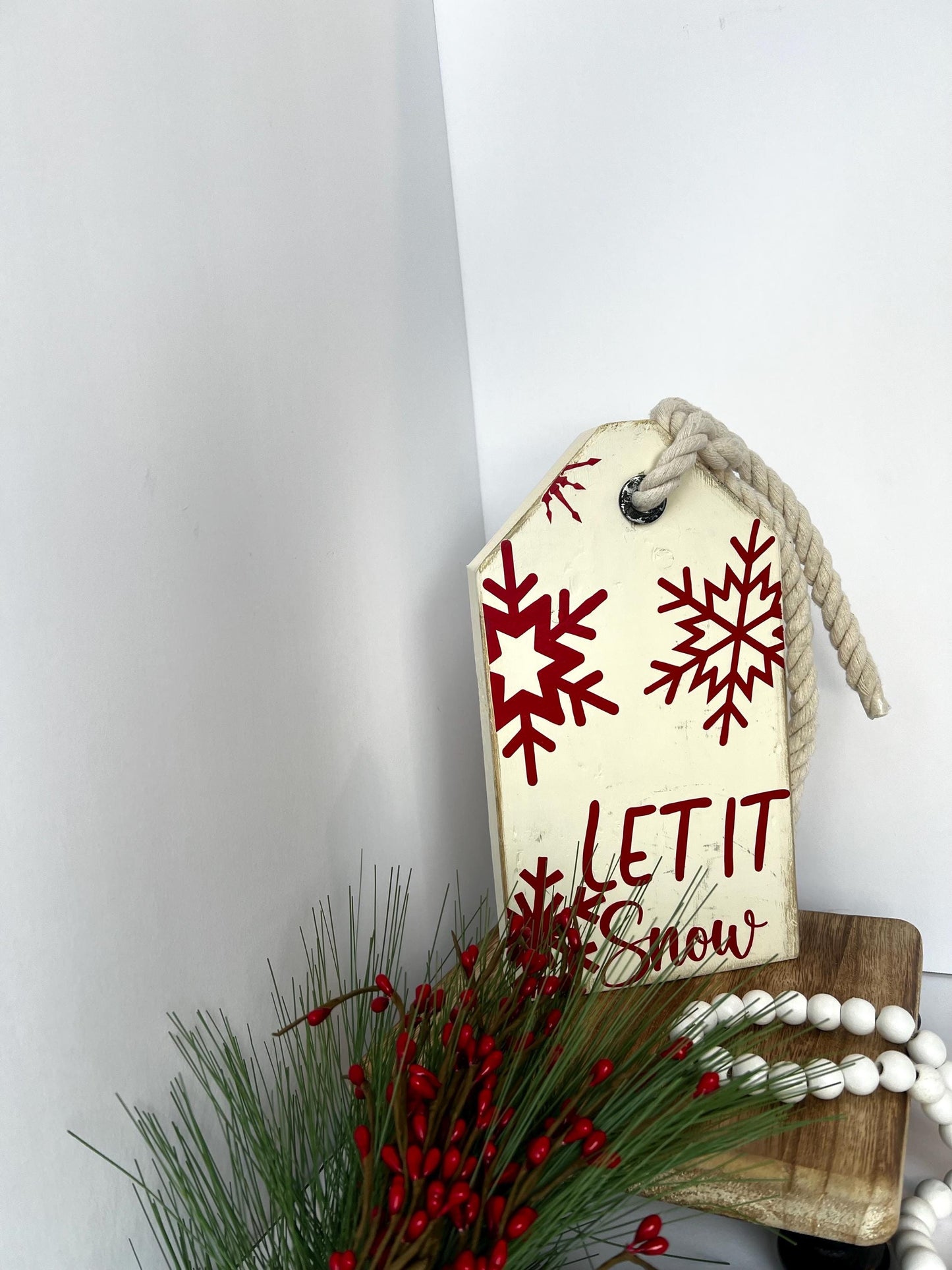 Let It Snow-  Wooden Tag Sign