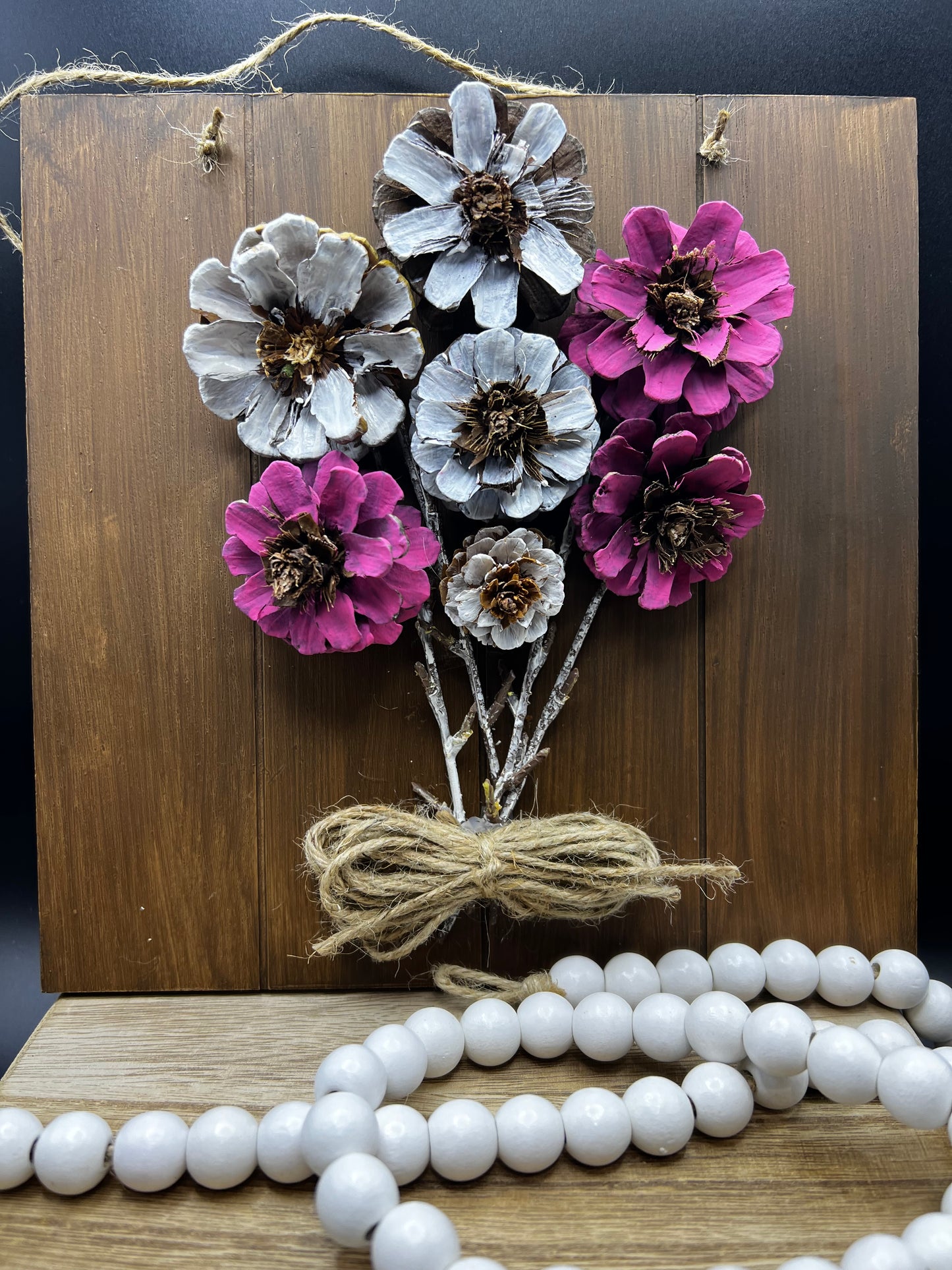 Handcrafted Pine Cone Flower Bouquet Wall Decor