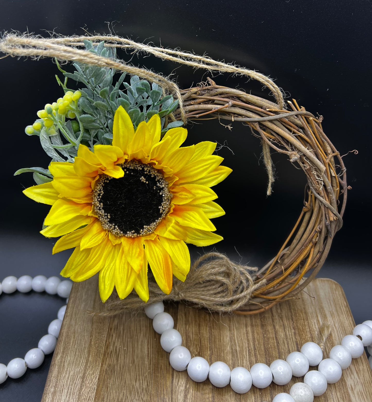Sunflower Wood Mini Wreath