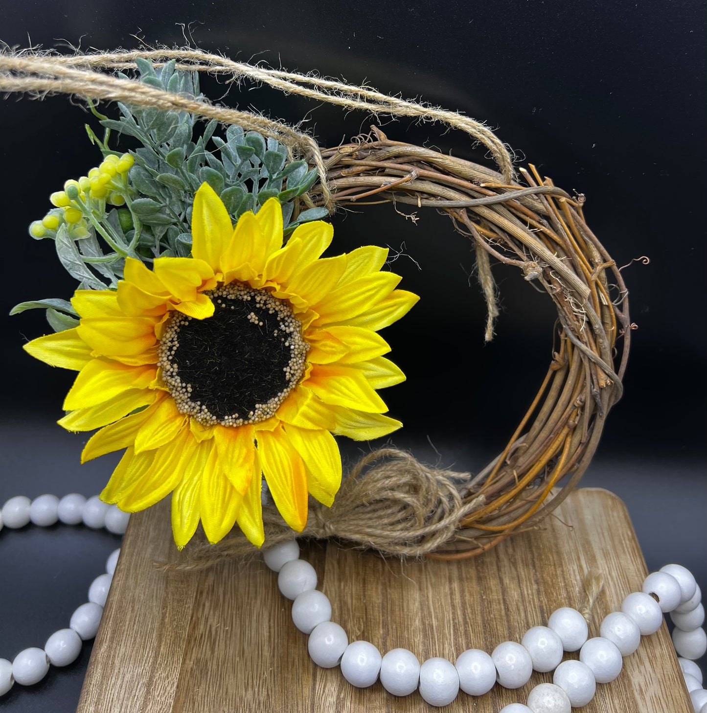 Sunflower Wood Mini Wreath