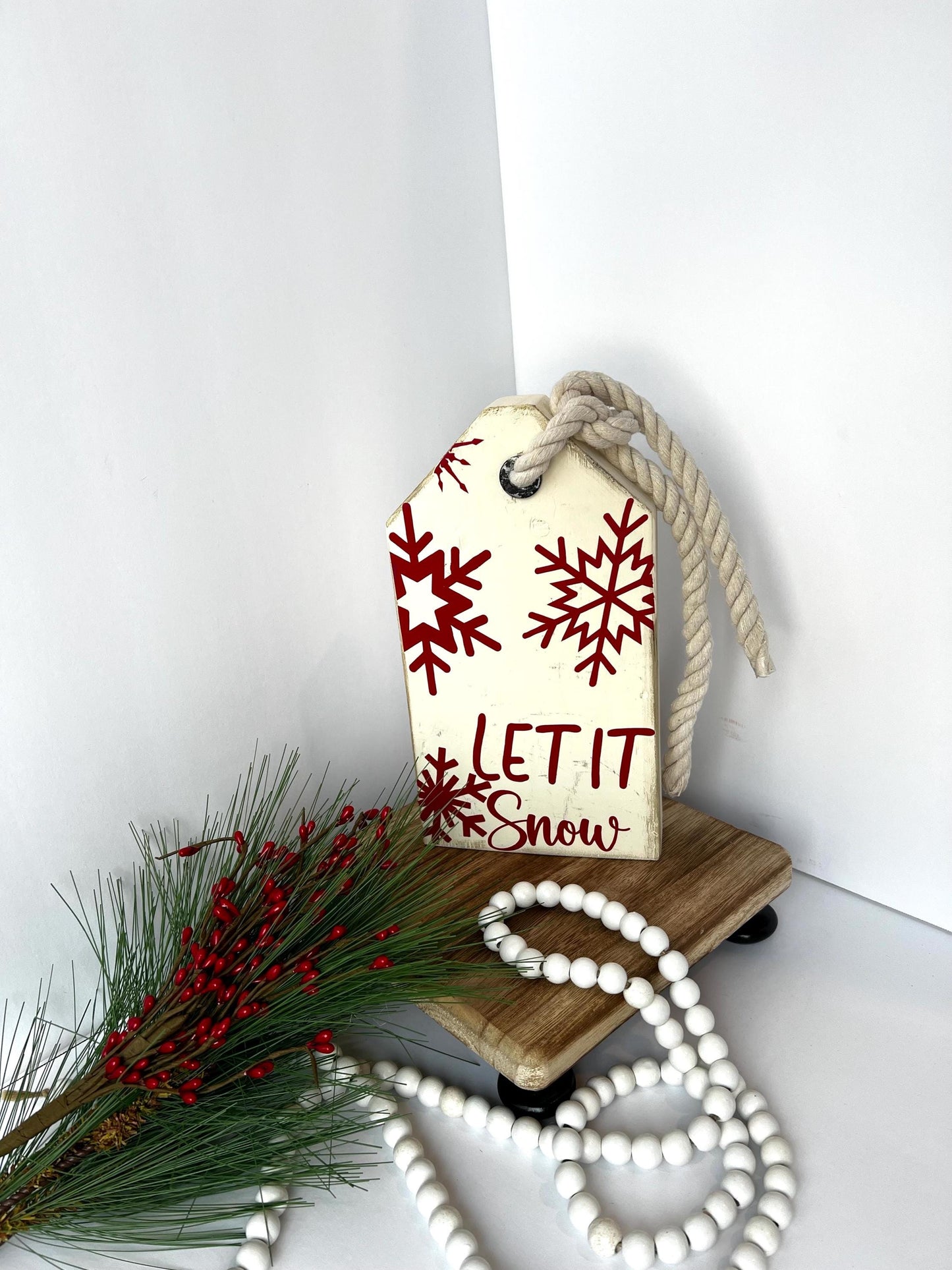 Let It Snow-  Wooden Tag Sign