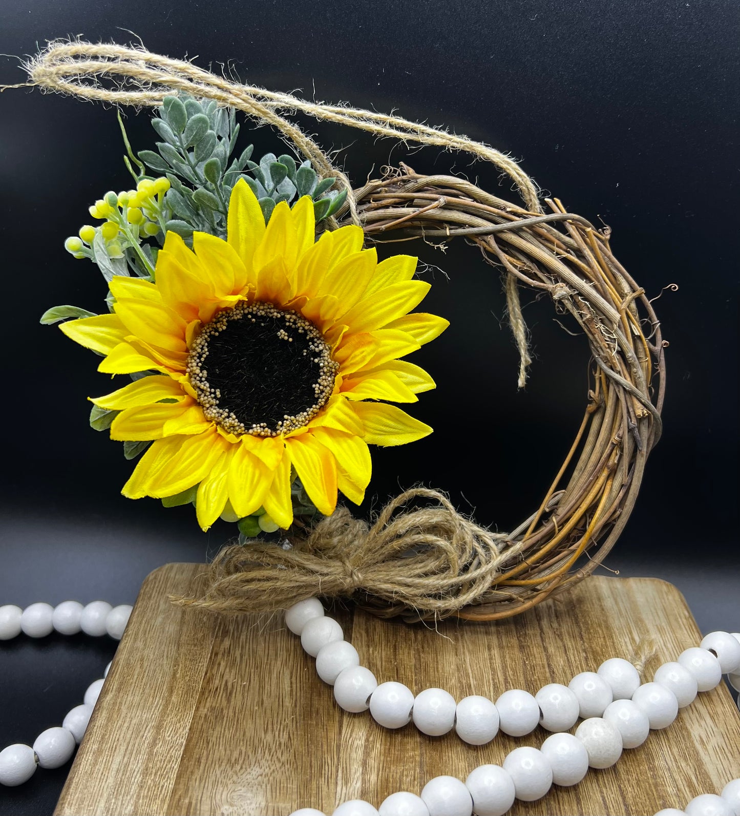 Sunflower Wood Mini Wreath