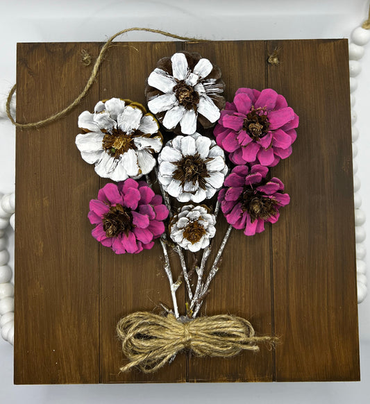 Handcrafted Pine Cone Flower Bouquet Wall Decor