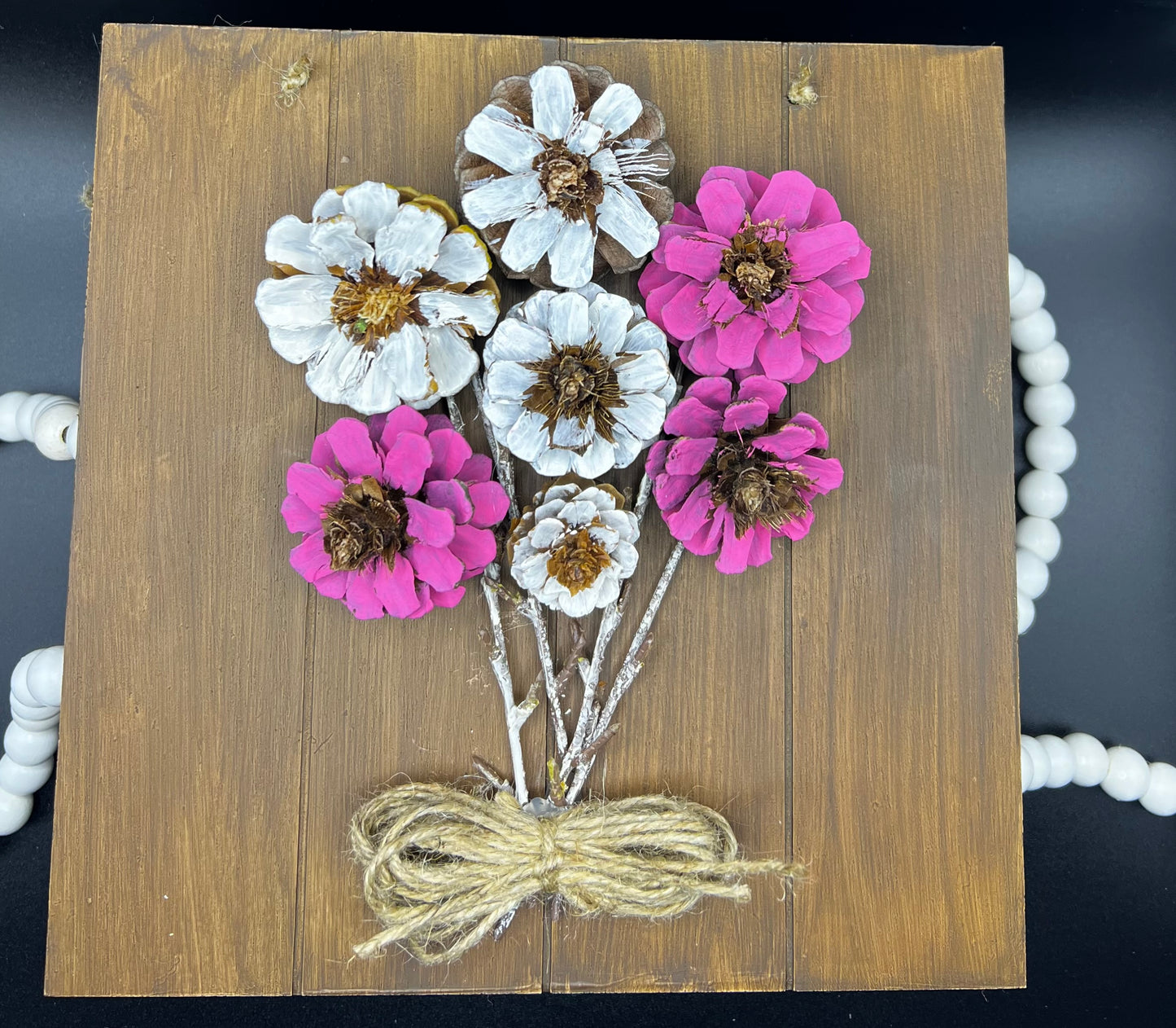 Handcrafted Pine Cone Flower Bouquet Wall Decor