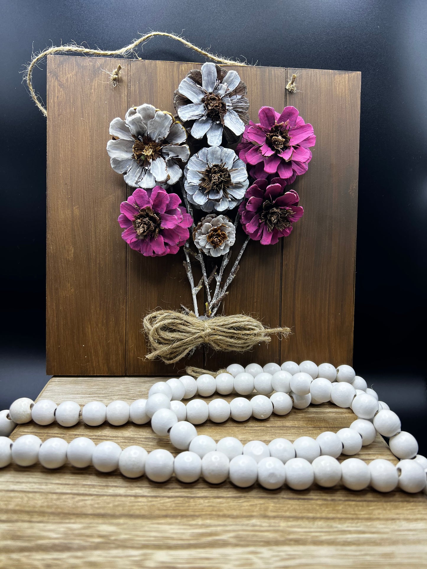 Handcrafted Pine Cone Flower Bouquet Wall Decor