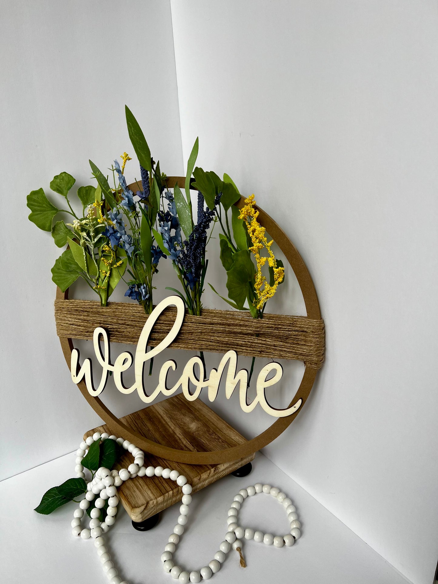WELCOME FLORAL HOOP SIGN