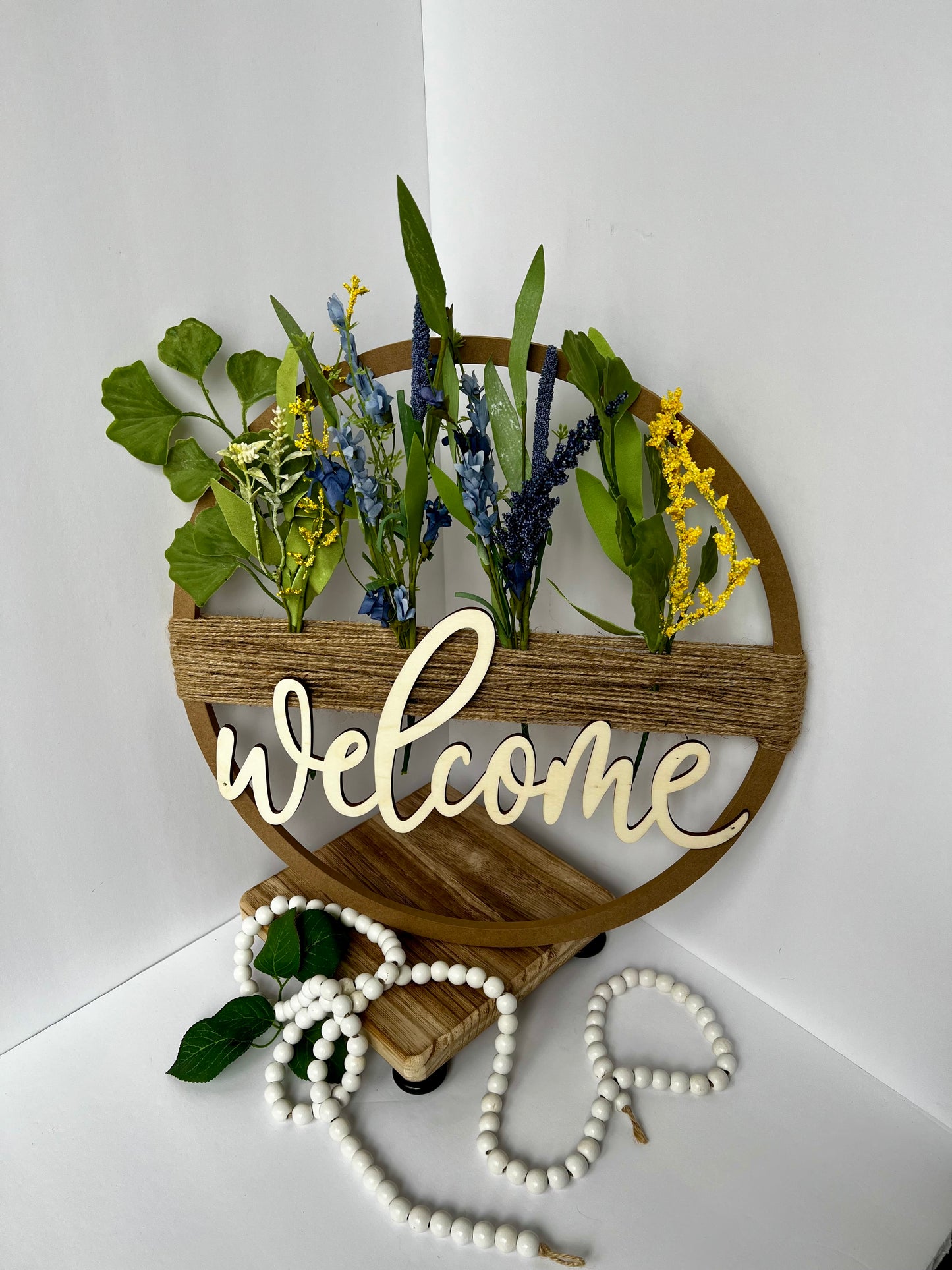 WELCOME FLORAL HOOP SIGN
