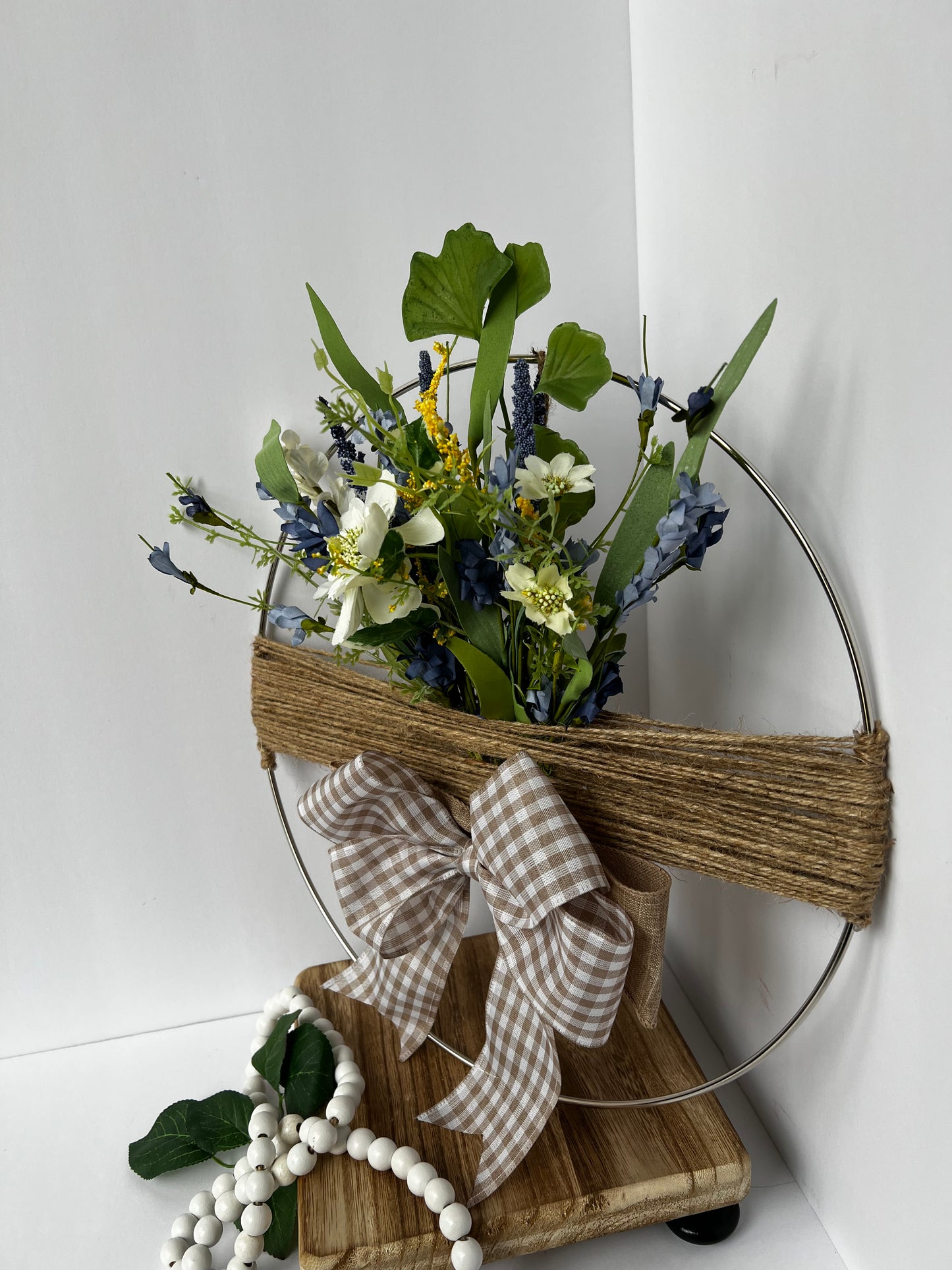 Rustic Floral Hoop Decor with Bow