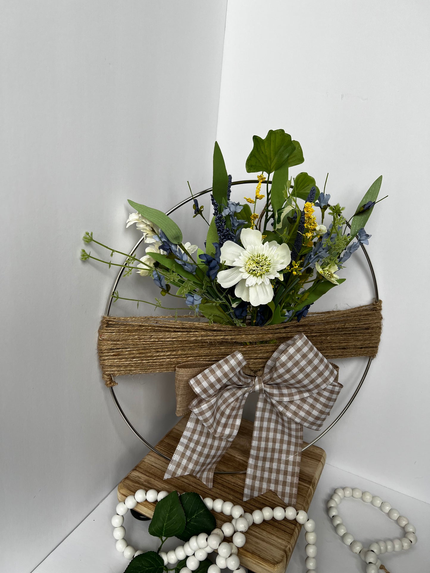 Rustic Floral Hoop Decor with Bow