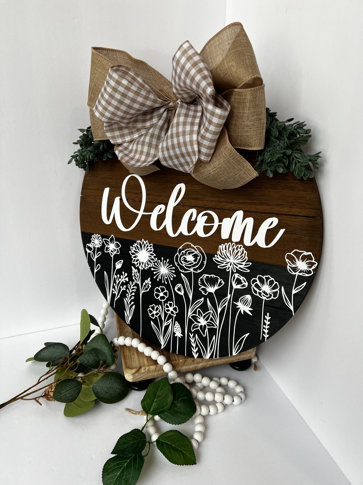 Welcome Floral Farmhouse Door Hanger