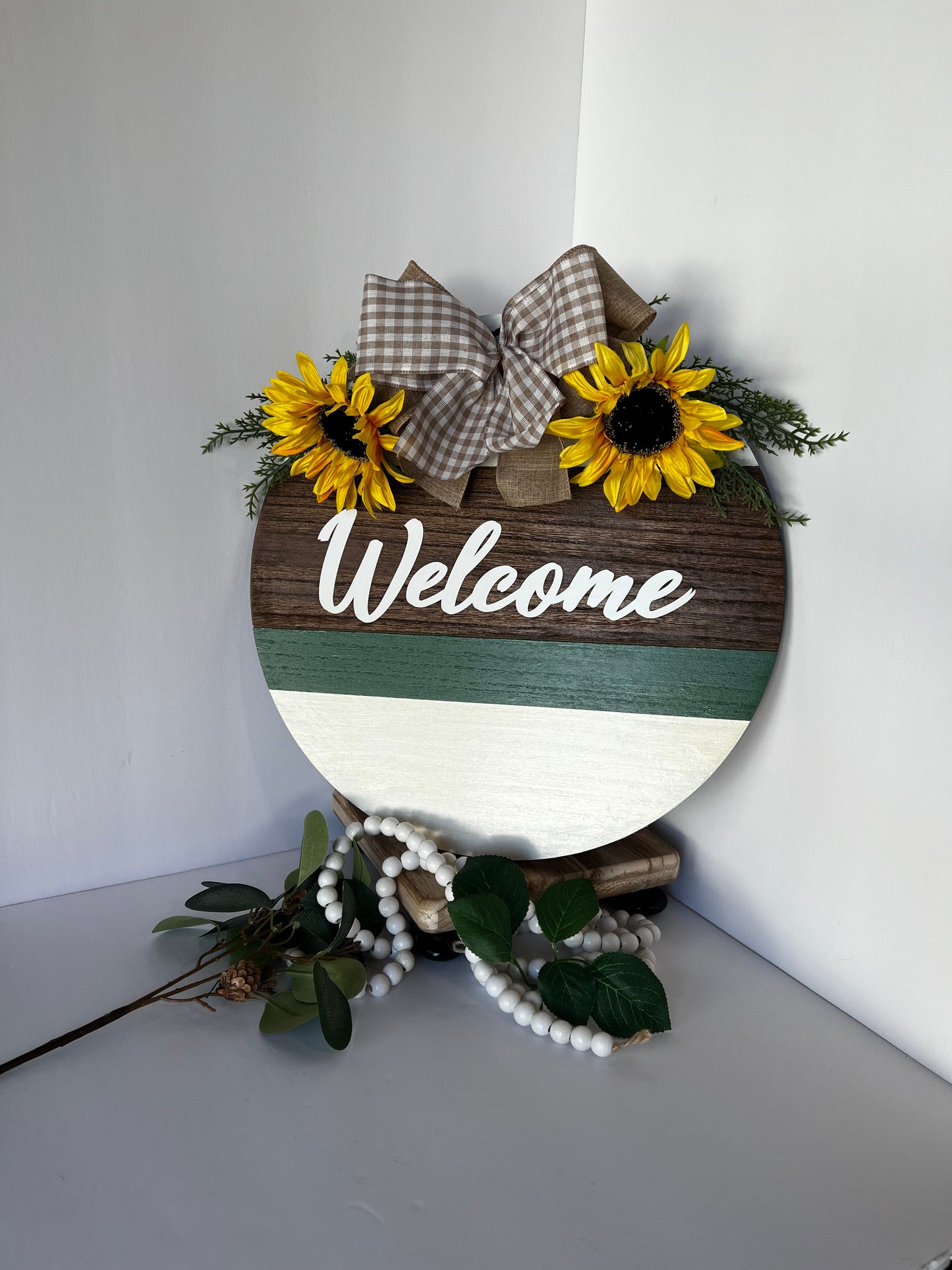 Sunflower Welcome Wooden Door Hanger