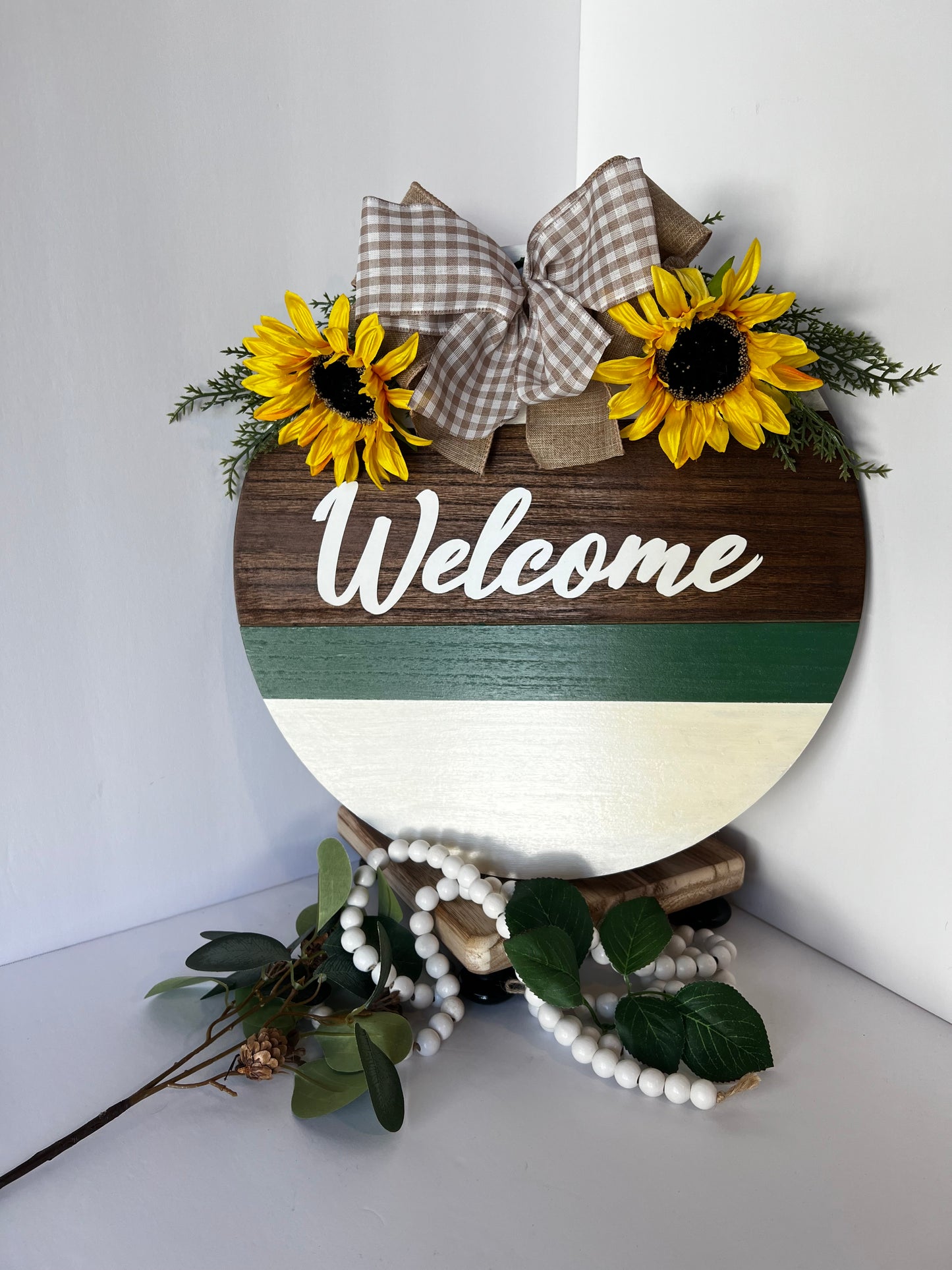 Sunflower Welcome Wooden Door Hanger