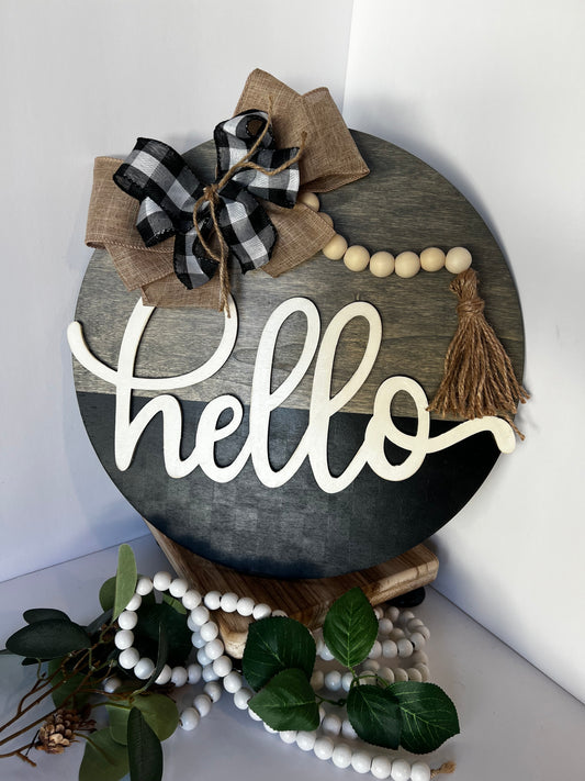 Hello Wooden Door Sign