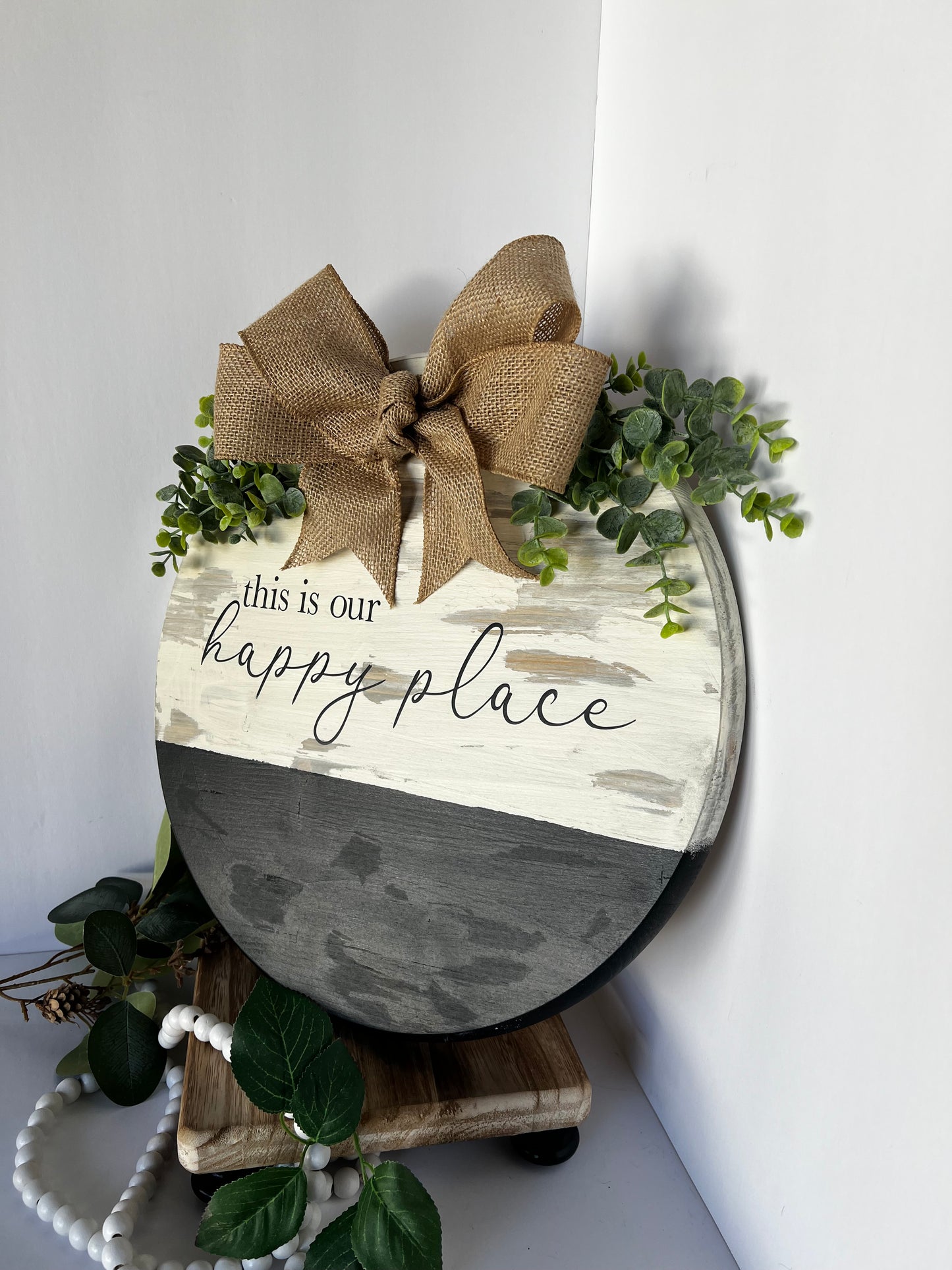 This Is Our Happy Place Wooden Round Sign