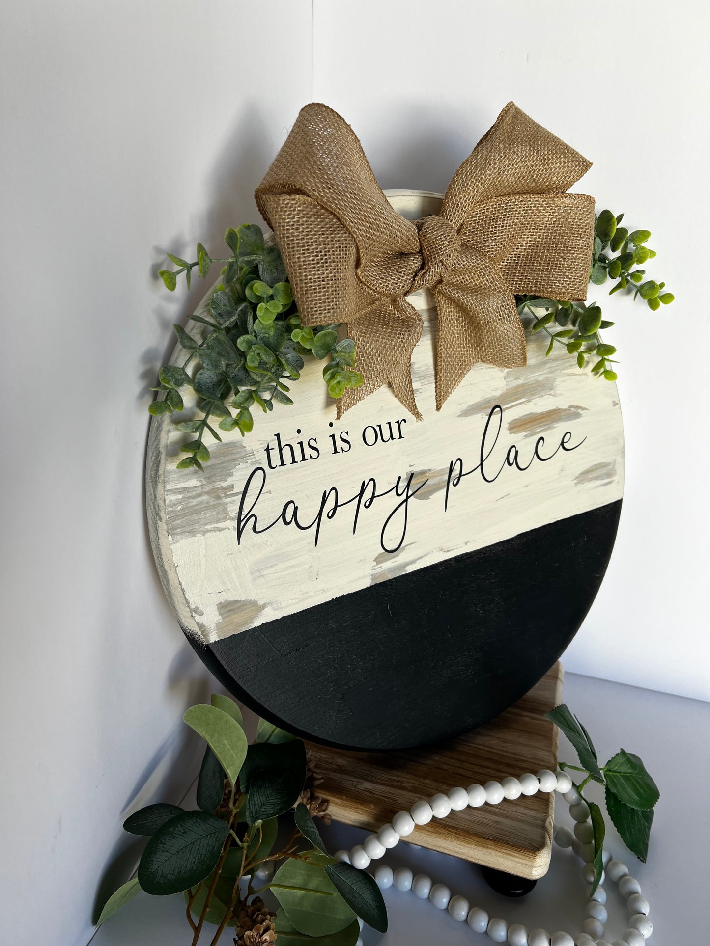 This Is Our Happy Place Wooden Round Sign