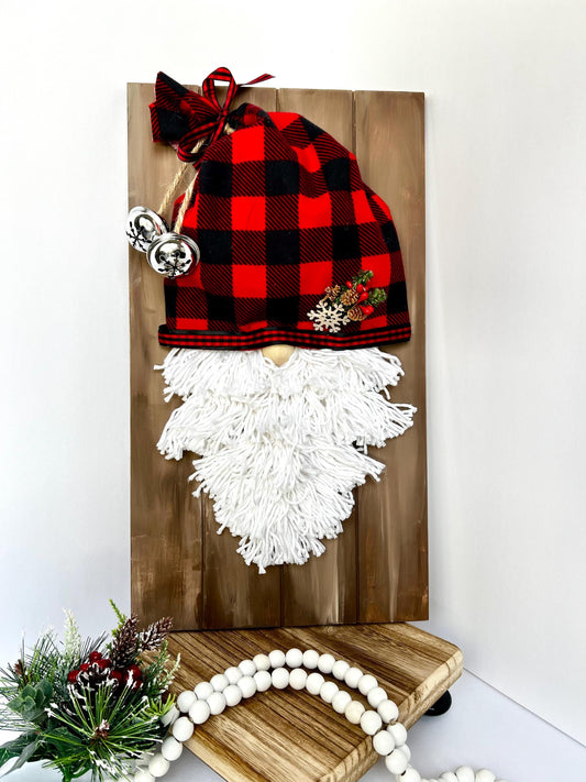 Handmade Buffalo Plaid Gnome – Yarn Beard Christmas Shelf Sitter