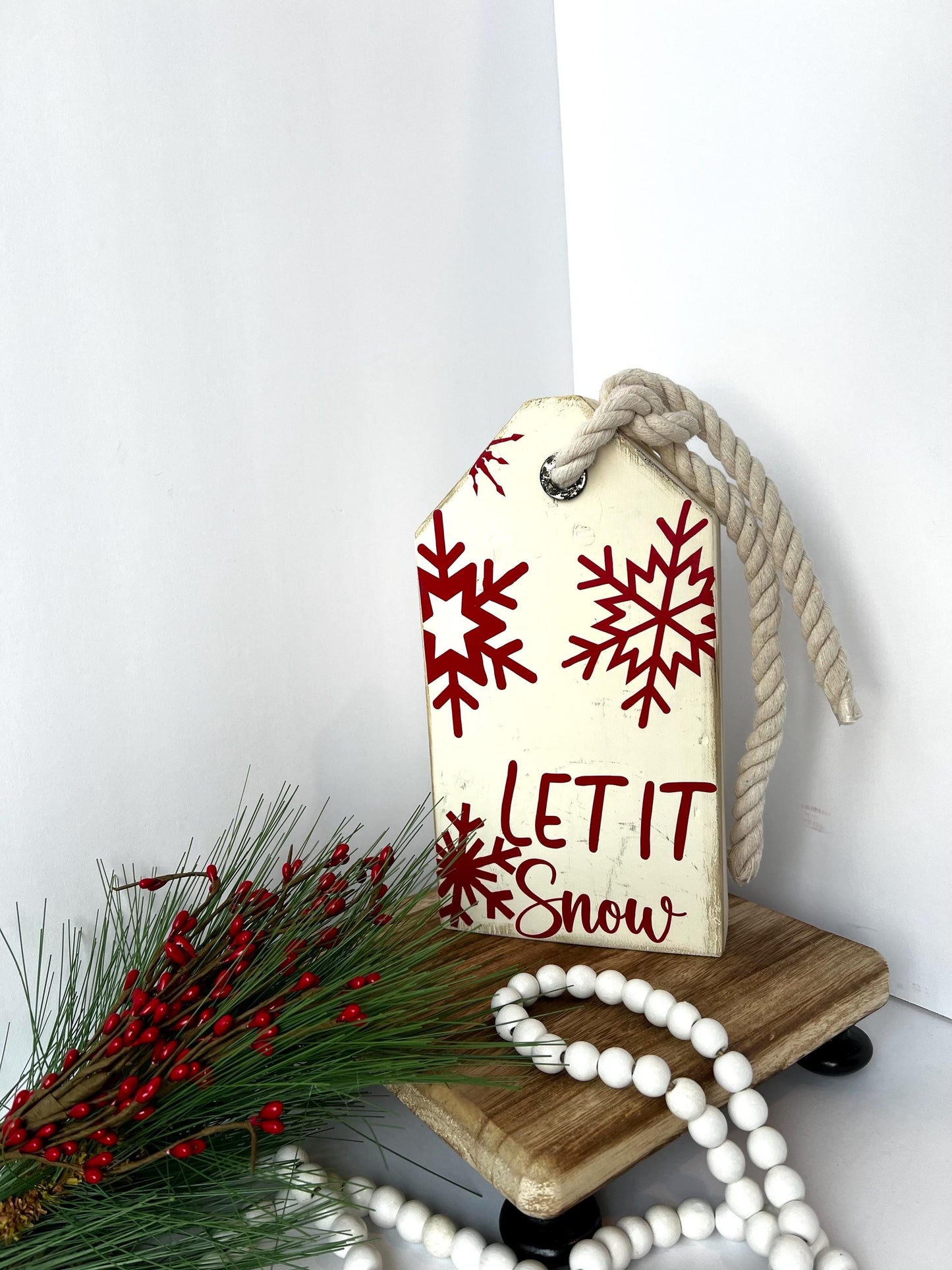 Let It Snow-  Wooden Tag Sign