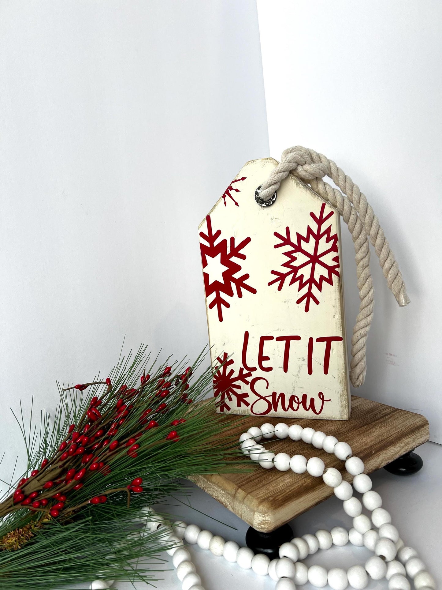 Let It Snow-  Wooden Tag Sign
